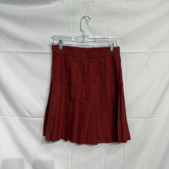 Izod Red Plaid Pleated Vintage Mini Skirt Sz 8 - Picture 8 of 11